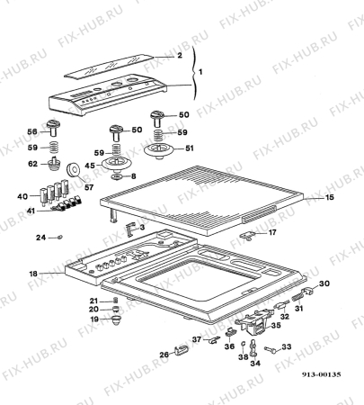 Взрыв-схема стиральной машины Electrolux EW902T - Схема узла Control panel and lid